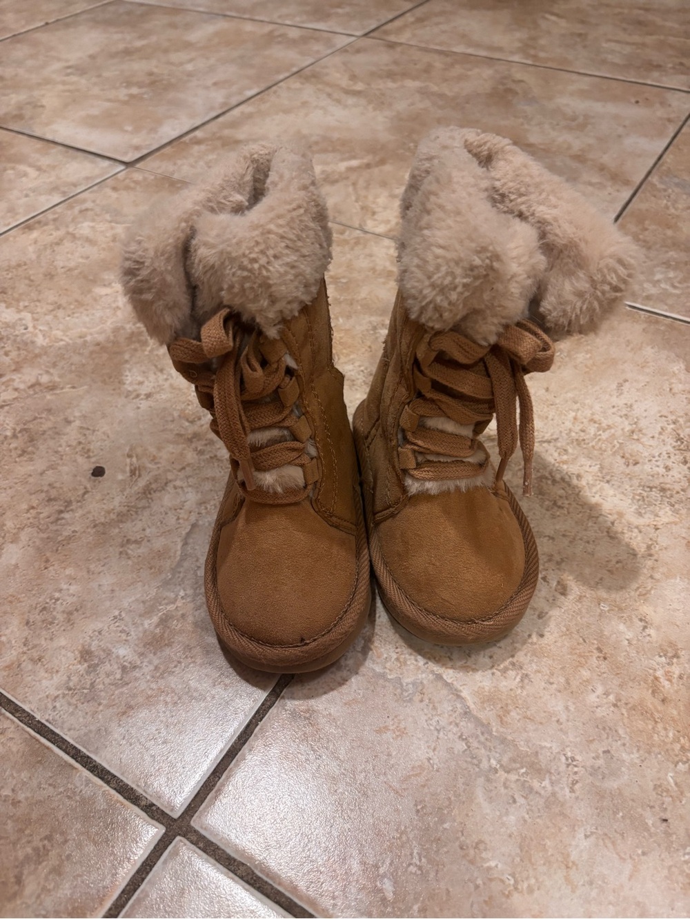 Cozy Tan Faux-Shearling Baby Walker Boots